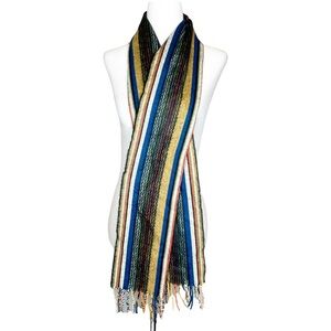 NEW Softer Than Cashmere Multi-Color Striped Fringe Scarf